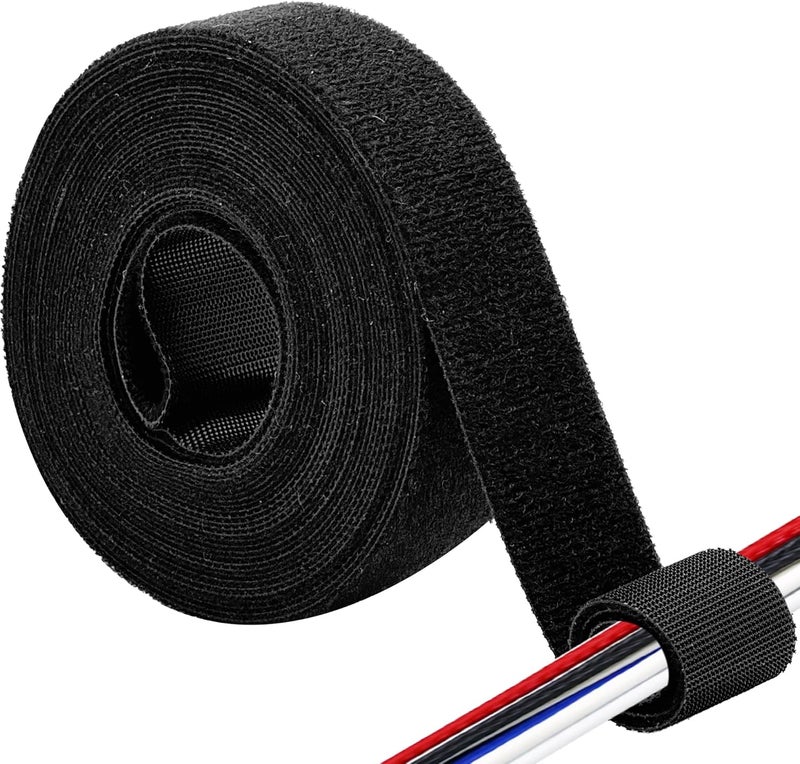 ECOHomes 1 Inch x 15 FT Double Sided Hook and Loop Roll Tape - Two Sided, Self Stick, Reusable Cable Ties Wrap for Cable Management, Heavy Duty Extender Straps Long Wire Strips Band Black - Image 1